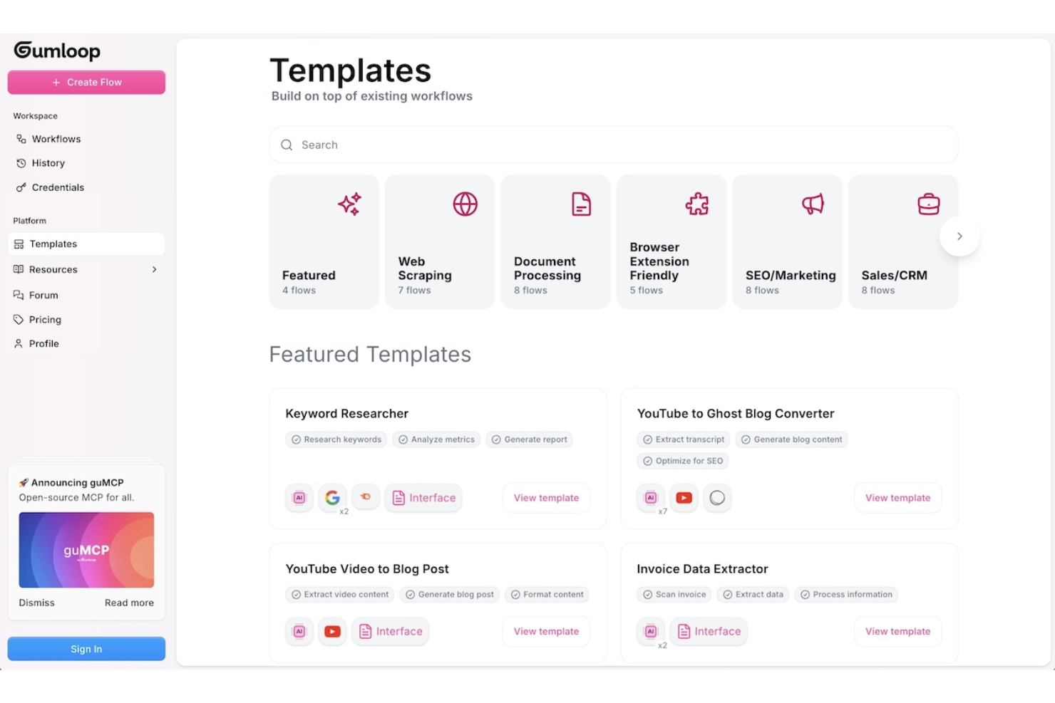 Gumloop screenshot - Las 10 mejores herramientas de creación de flujos de trabajo con función de arrastrar y soltar para 2026