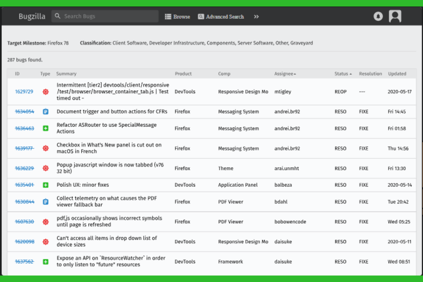 Bugzilla screenshot - 10 Software de Seguimiento de Problemas y Proyectos para 2026