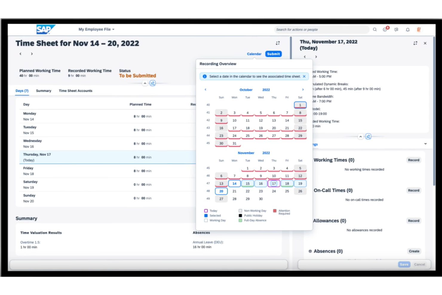 SAP SuccessFactors screenshot - Le 10 migliori soluzioni software di rilevamento presenze per aziende recensite per il 2026