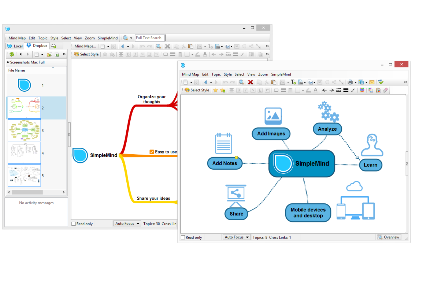 SimpleMind screenshot - Le 10 Migliori App per Mind Mapping su Mac nel 2026
