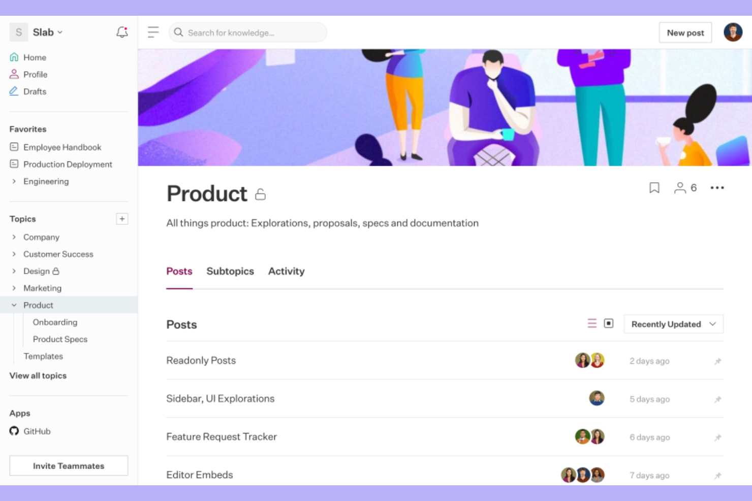Slab screenshot - 10 beste interne wiki-software in 2026