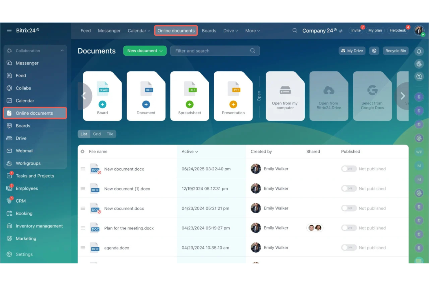 Bitrix24 screenshot - 19 beste gratis software voor documentversiebeheer in 2026