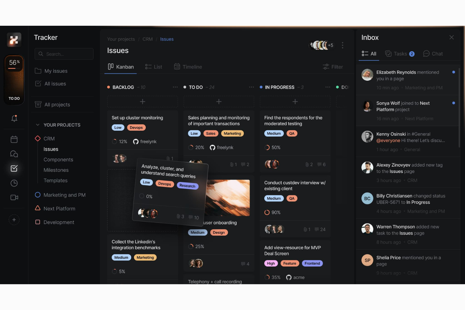 Huly screenshot - 10 beste alternatieven voor Linear in 2026