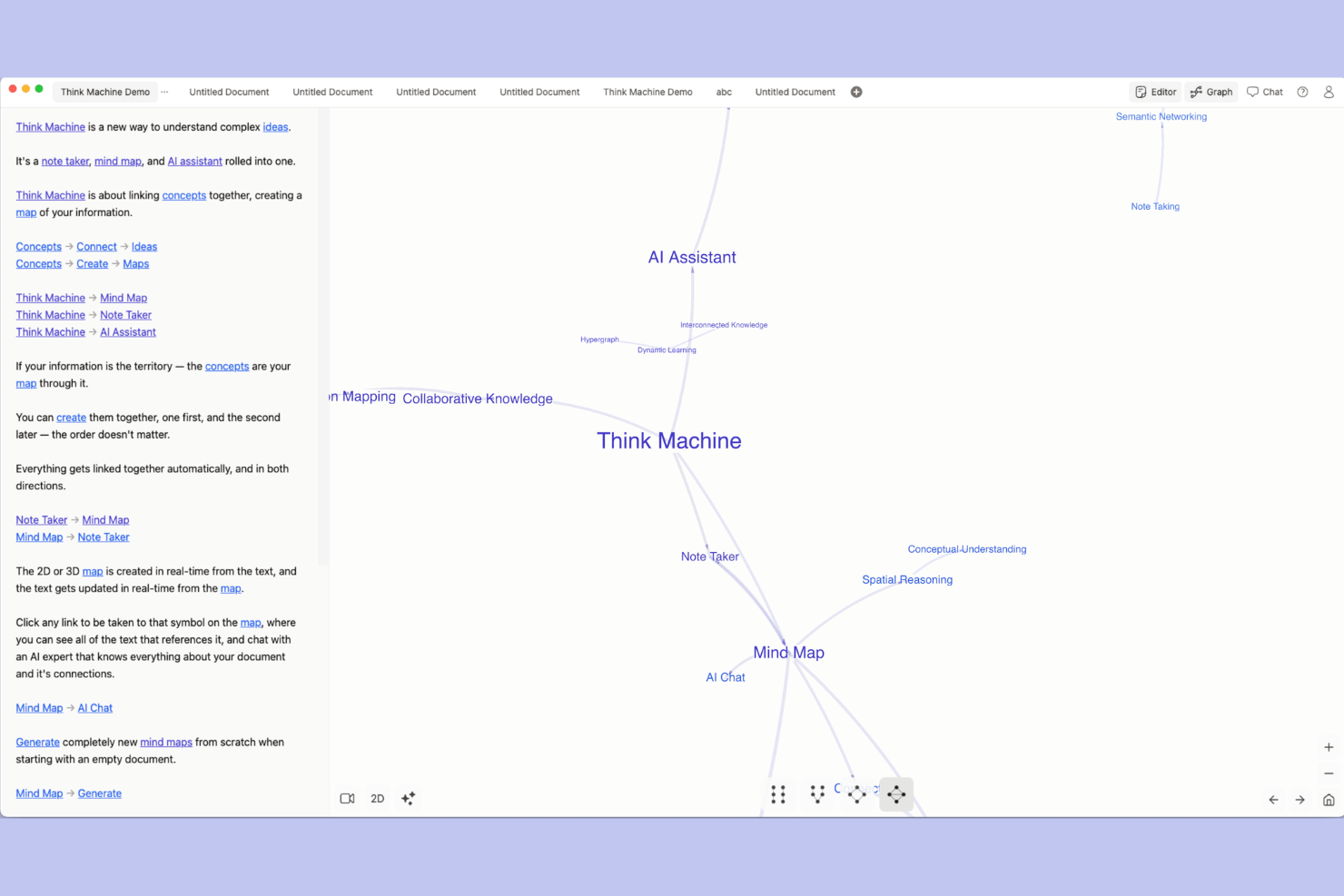 Think Machine screenshot - 4 beste software voor 3D-mindmapping in 2026