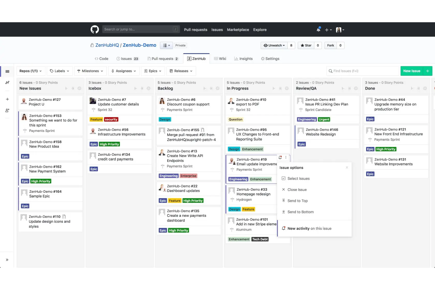 Zenhub screenshot - 10 beste alternatieven voor Linear in 2026