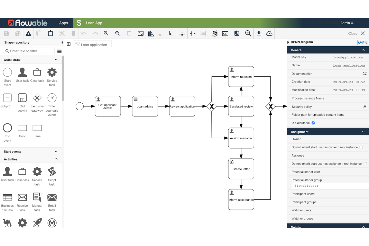Flowable screenshot - 10 beste gratis softwareoplossingen voor bedrijfsprocesbeheer in 2026