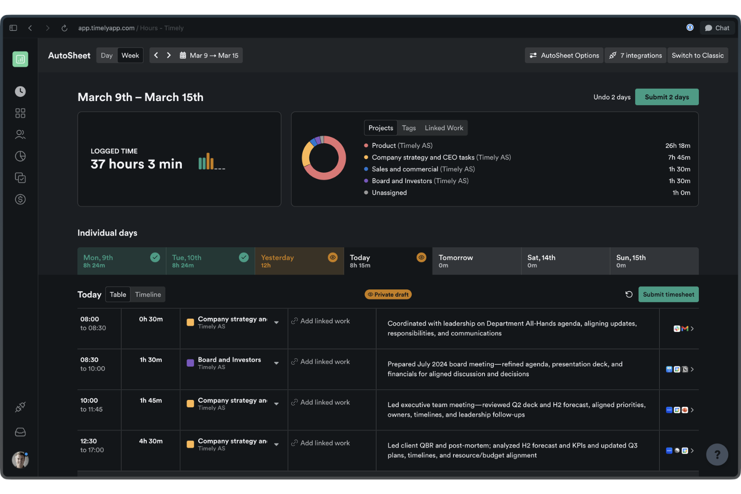 Timely screenshot - 10 beste alternatieven voor QuickBooks Time in 2026