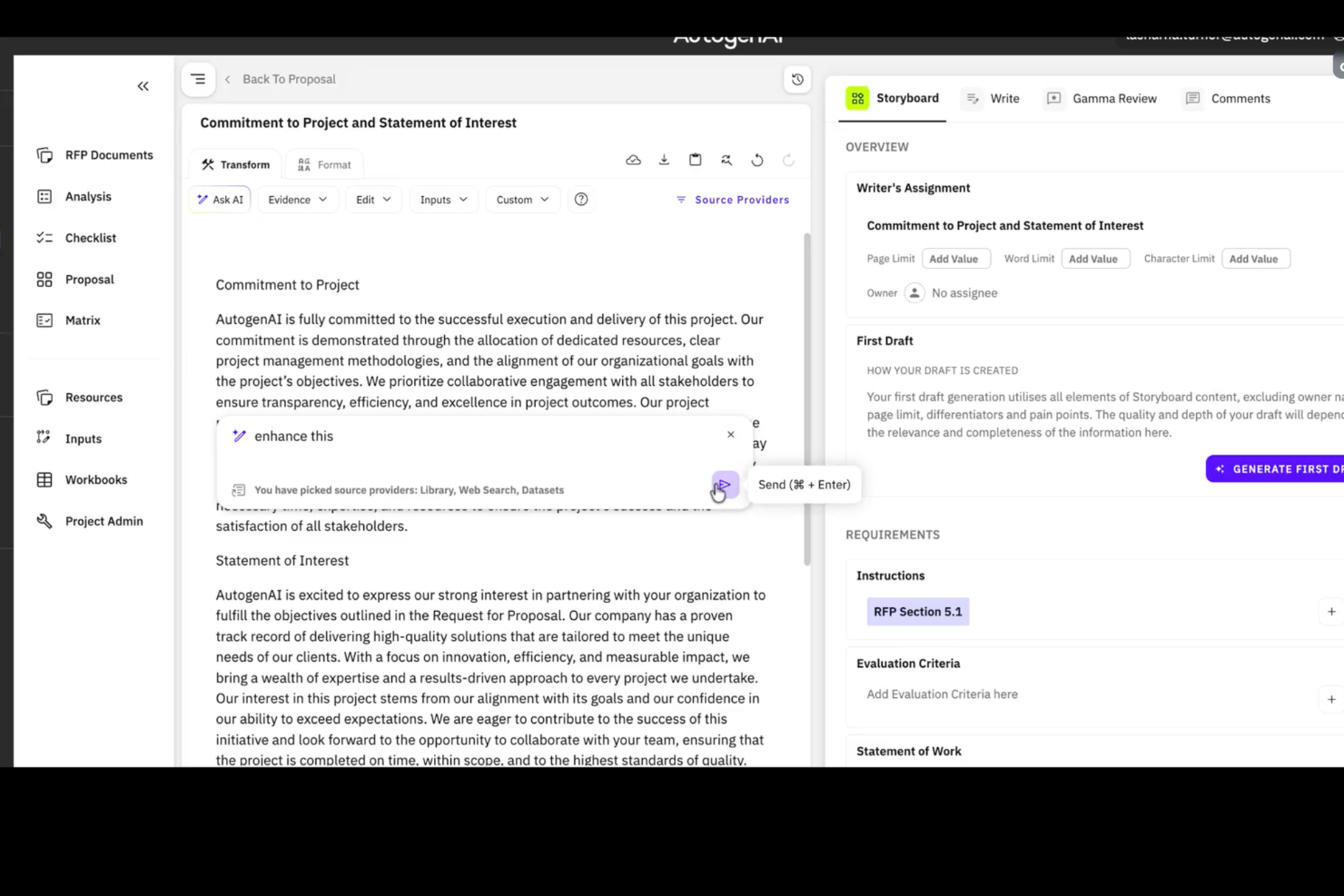 AutogenAI screenshot - 18 beste RFP-software in 2026