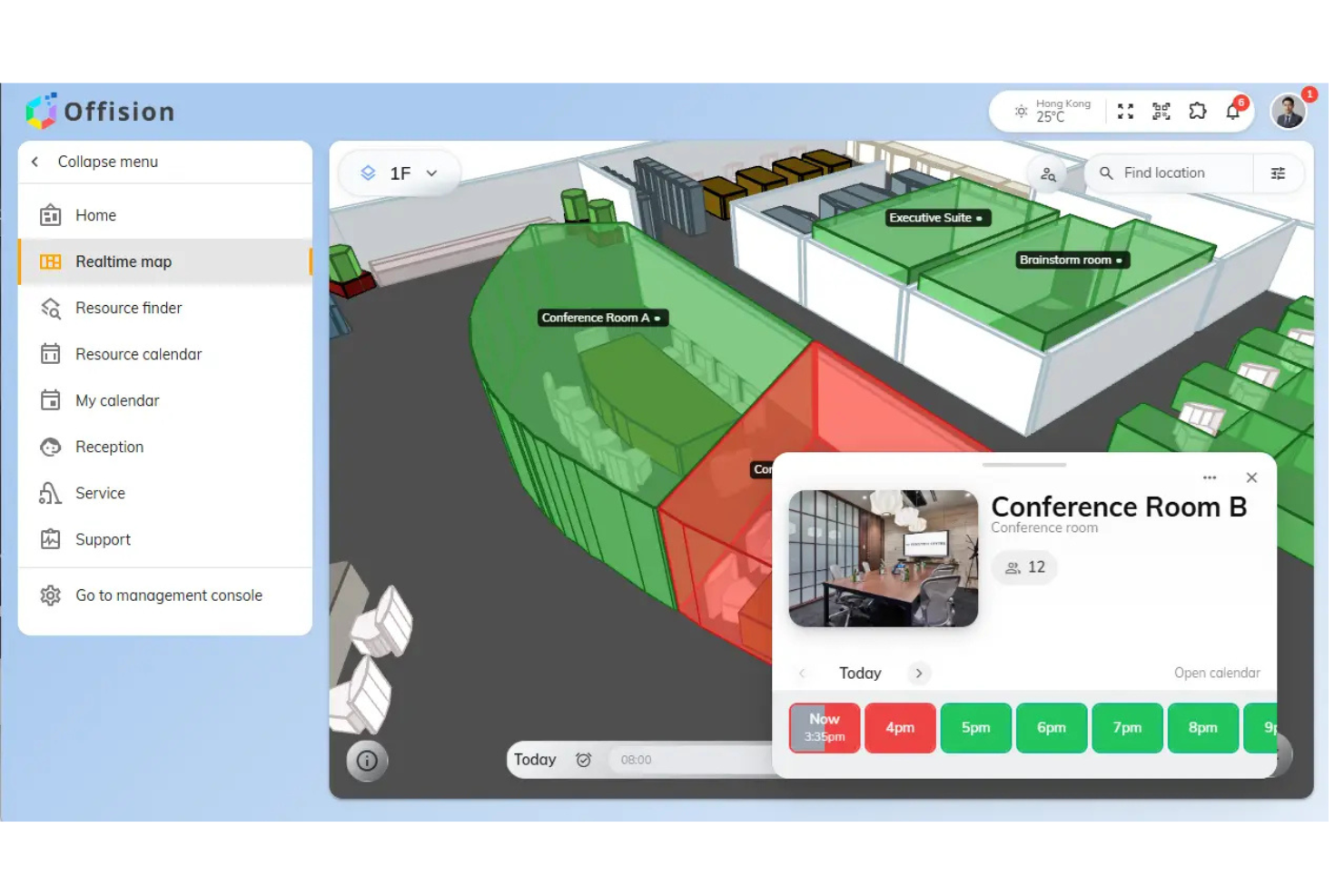 Offision screenshot - 10 beste gratis software voor het reserveren van flexibele werkplekken in 2026