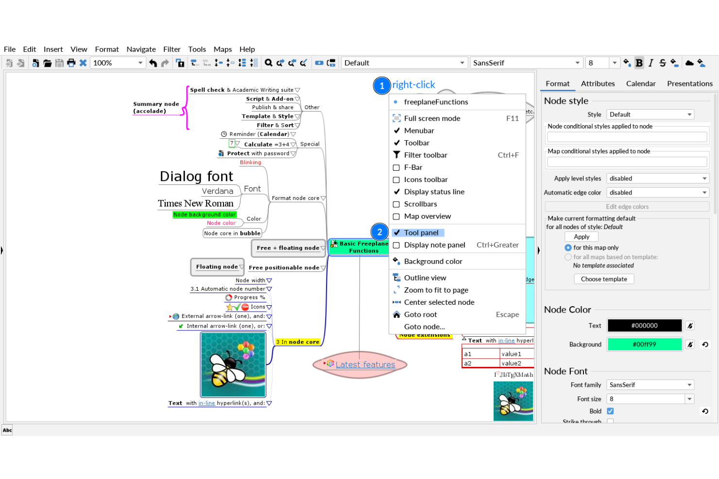 Freeplane screenshot - 10 beste open source-mindmapsoftware in 2026