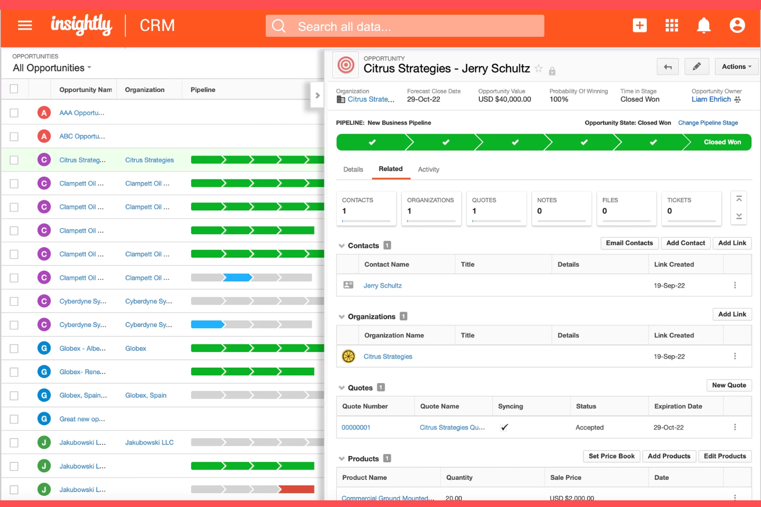 Insightly screenshot - 10 beste HubSpot CRM-alternatieven in 2026