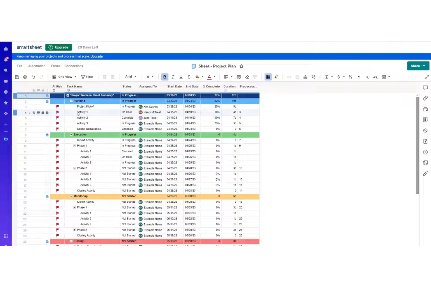 Smartsheet screenshot - 10 beste AI-software voor projectmanagementbureaus in 2026
