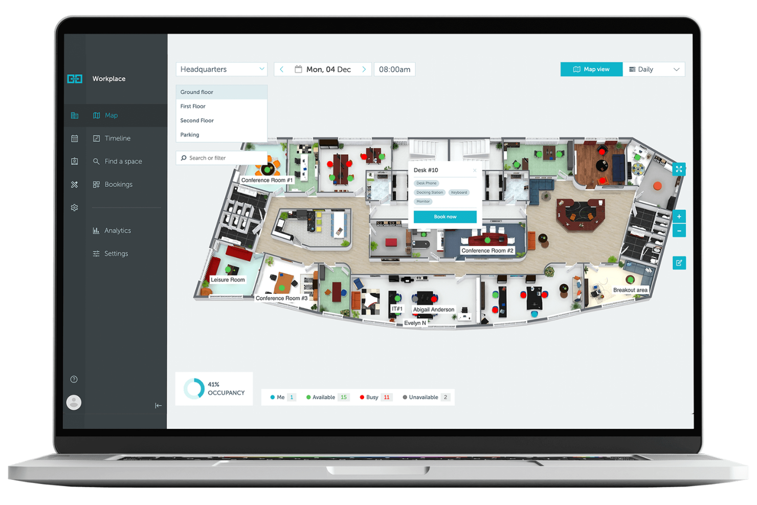 YAROOMS screenshot - 10 beste AI-software voor het reserveren van flexplekken in 2026