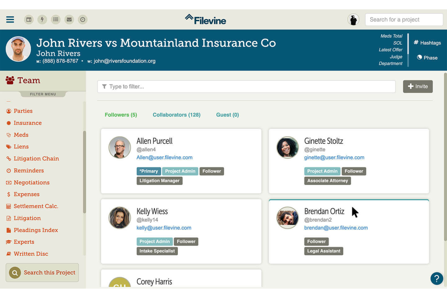Filevine screenshot - 10 beste projectmanagementsoftware voor advocaten in 2026