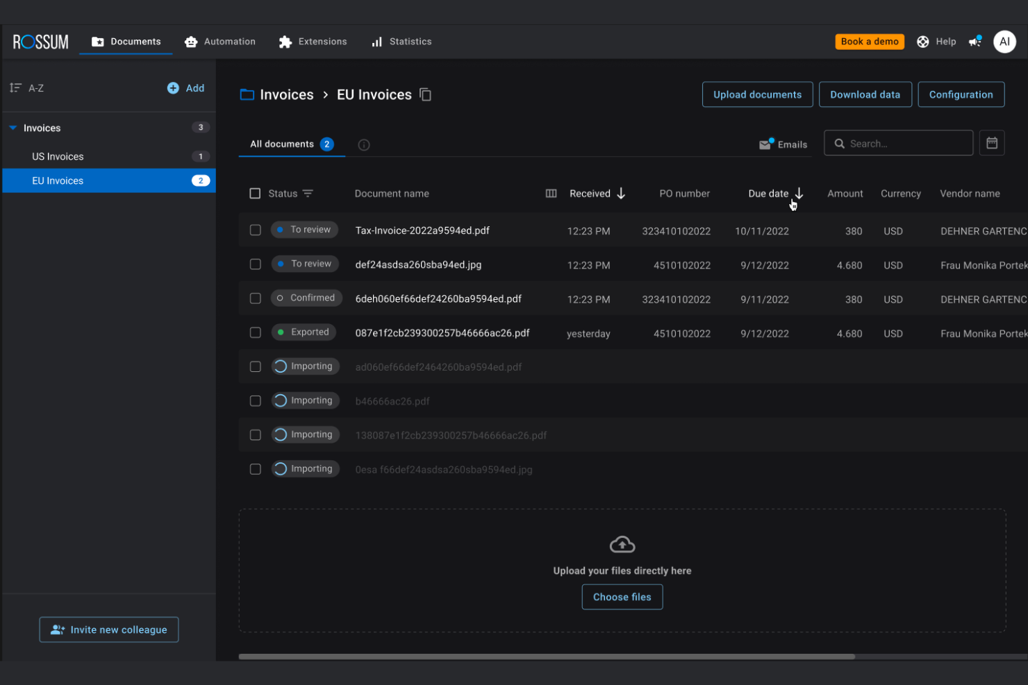 Rossum screenshot - 10 beste software voor factuurautomatisering in 2026