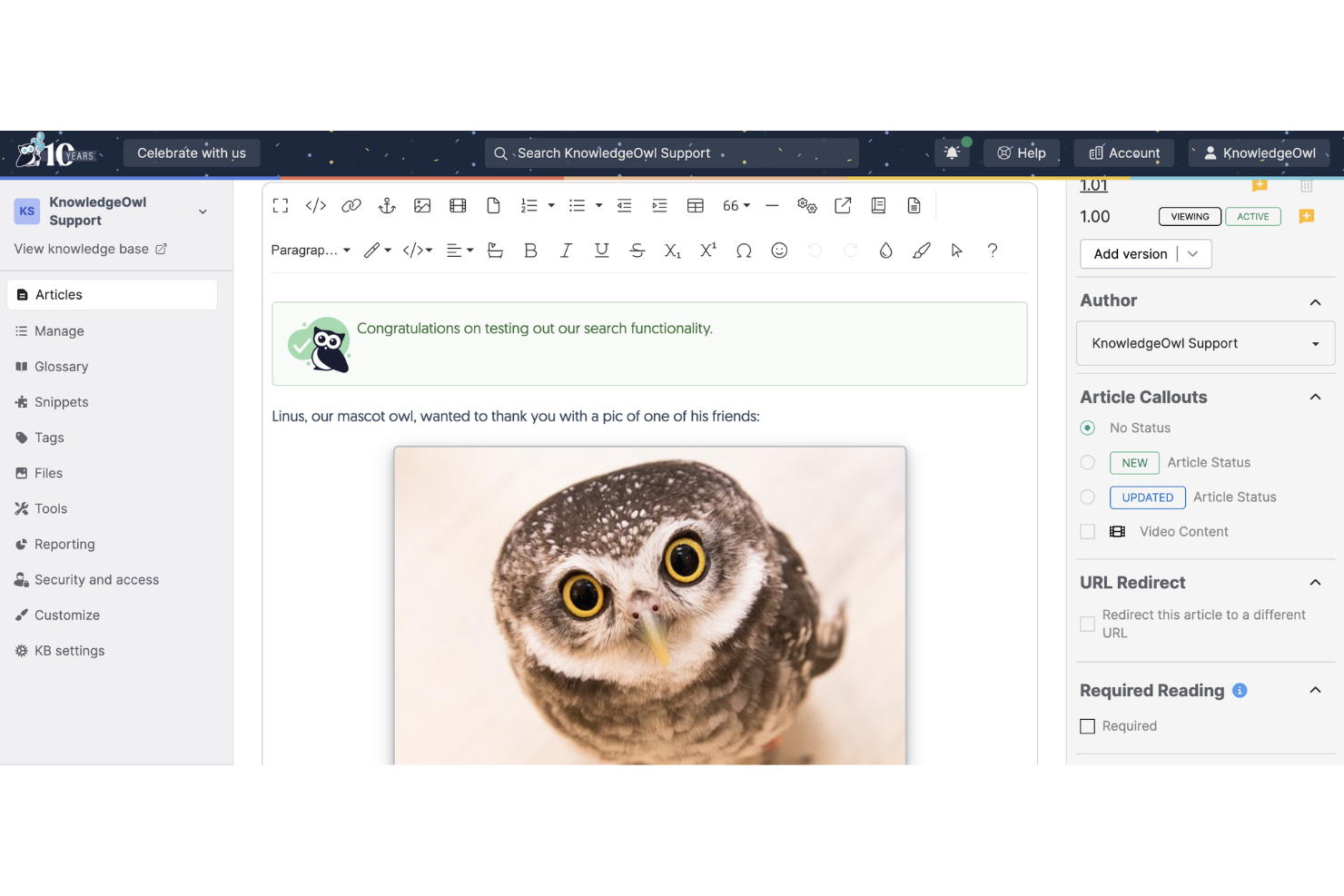 KnowledgeOwl screenshot - 10 softwareoplossingen voor kennisbanken voor ondernemingen in 2026