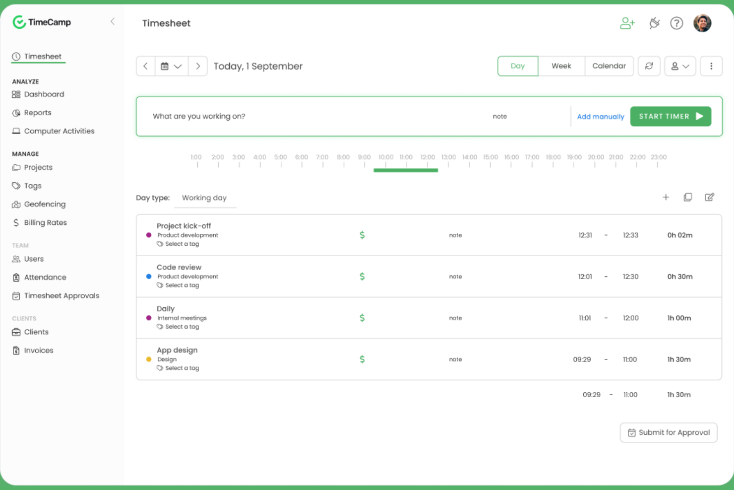 TimeCamp screenshot - 10 beste software voor tijd- en onkostenregistratie geselecteerd voor 2026