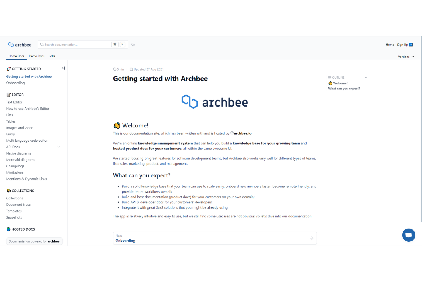 Archbee screenshot - 10 softwareoplossingen voor kennisbanken voor ondernemingen in 2026
