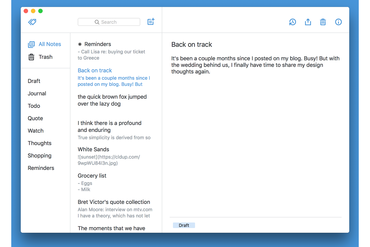 Simplenote screenshot - 10 beste alternatieven voor Google Keep voor 2026