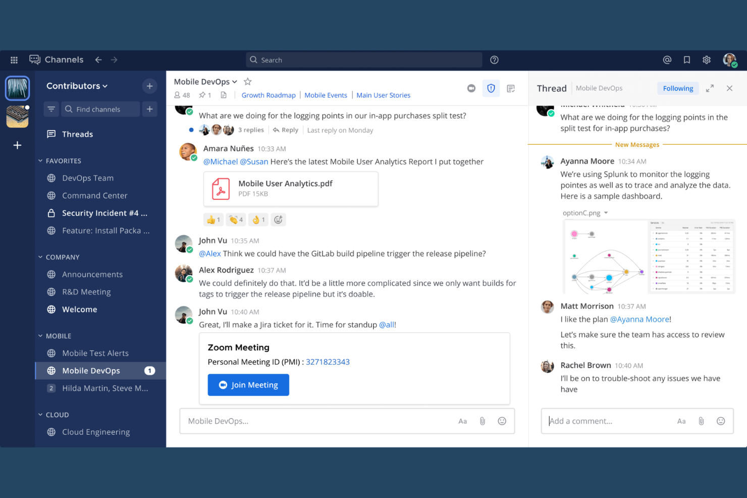 Mattermost screenshot - 10 beste teamchatapps in 2026