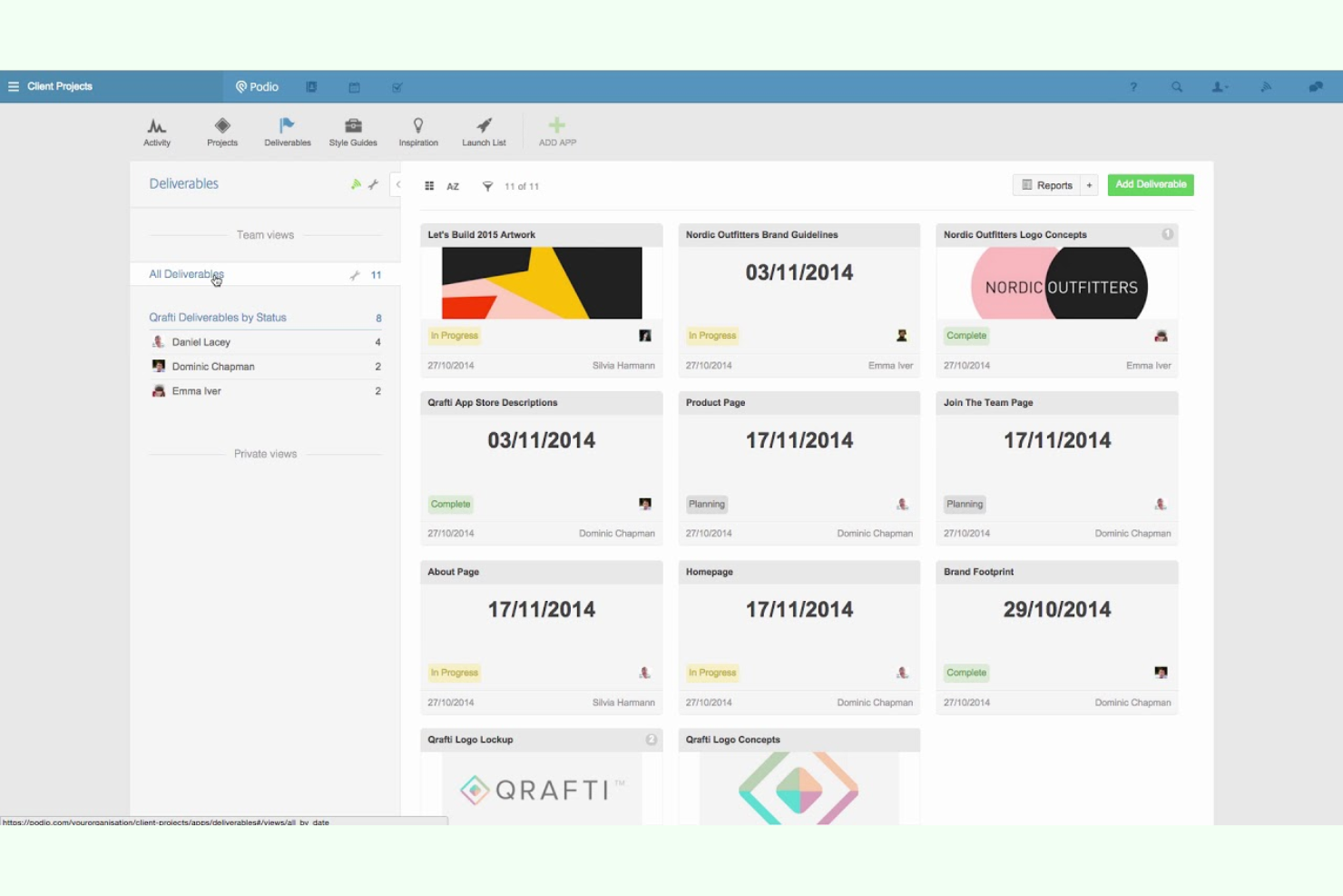 Podio screenshot - 10 beste communicatietools voor kleine bedrijven in 2026