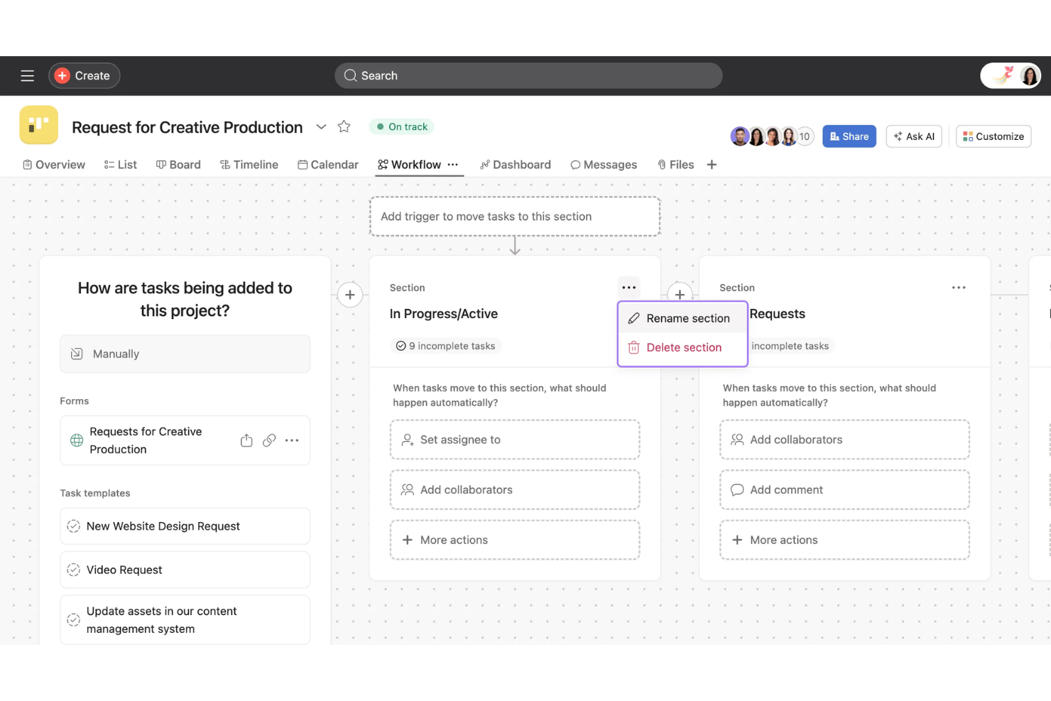Asana screenshot - 10 beste software voor procesbeheer voor kleine bedrijven in 2026