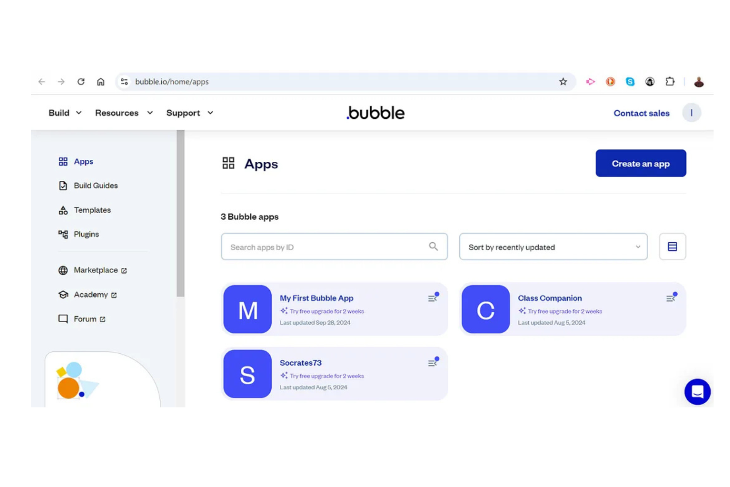 Bubble screenshot - 10 Beste Zoho Creator-alternatieven voor 2026