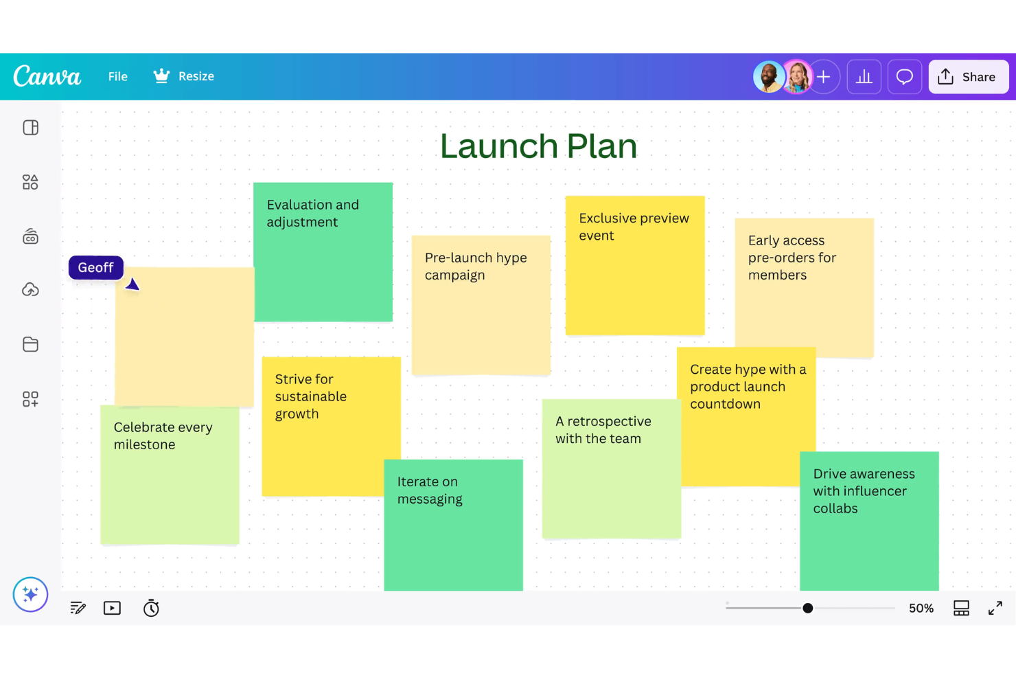 Canva Whiteboard screenshot - 17 beste alternatieven voor Microsoft Whiteboard in 2026