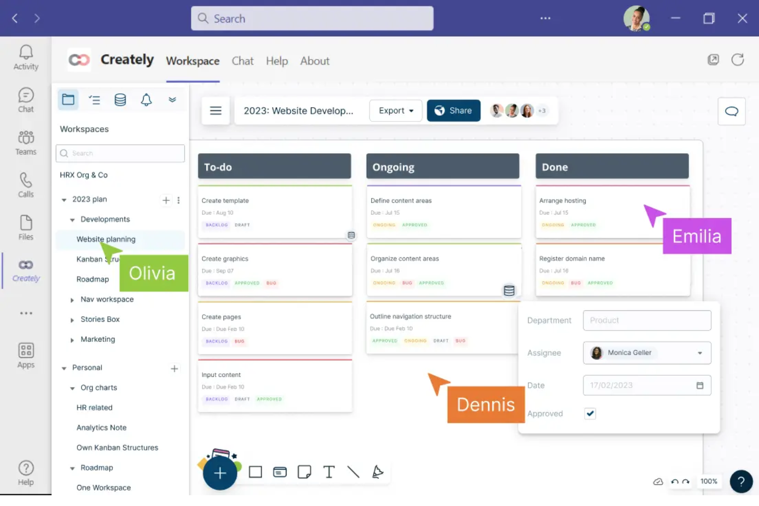 Creately screenshot - 10 beste tools voor workflowbouwers met slepen en neerzetten voor 2026