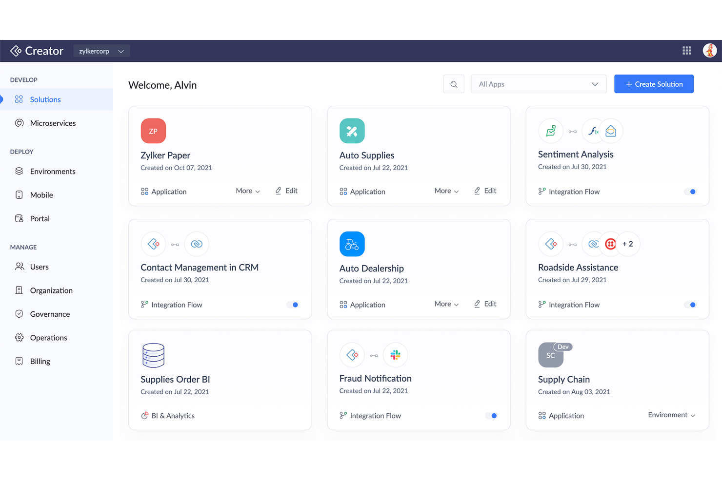 Zoho Creator screenshot - 10 FileMaker-alternatieven voor 2026