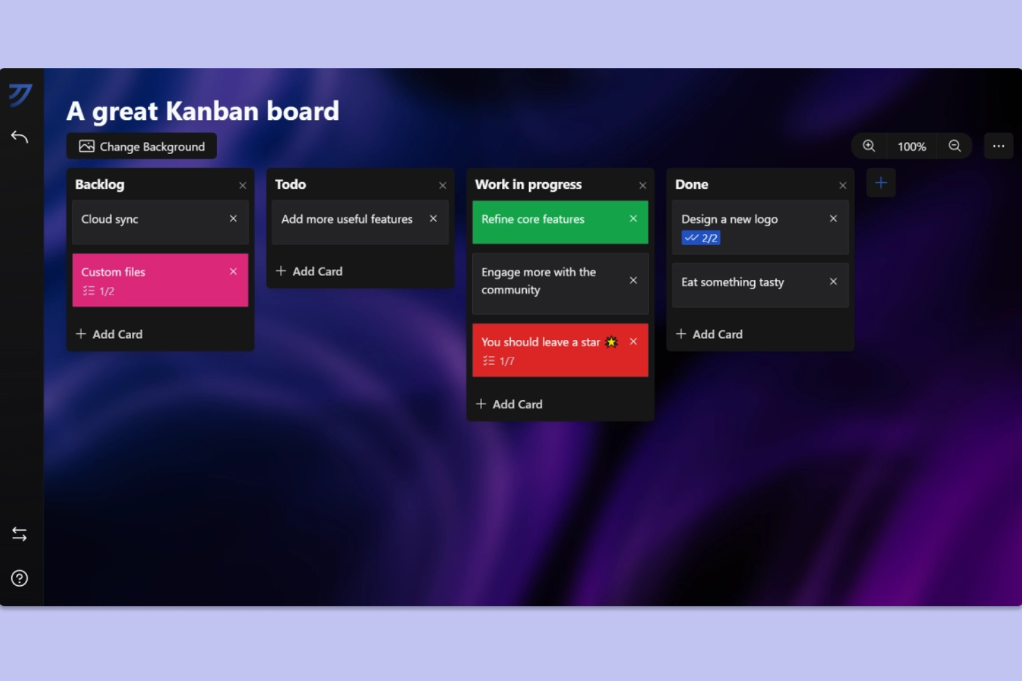 Kanri screenshot - 10 offline taakbeheerprogramma’s voor 2026