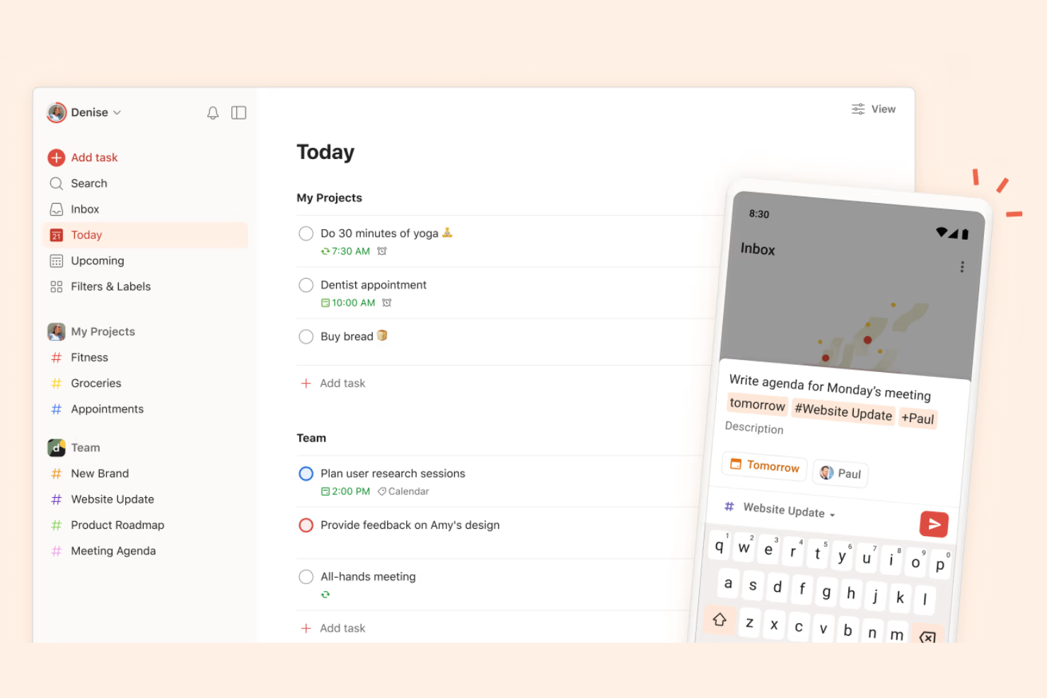 Todoist screenshot - 10 offline taakbeheerprogramma’s voor 2026