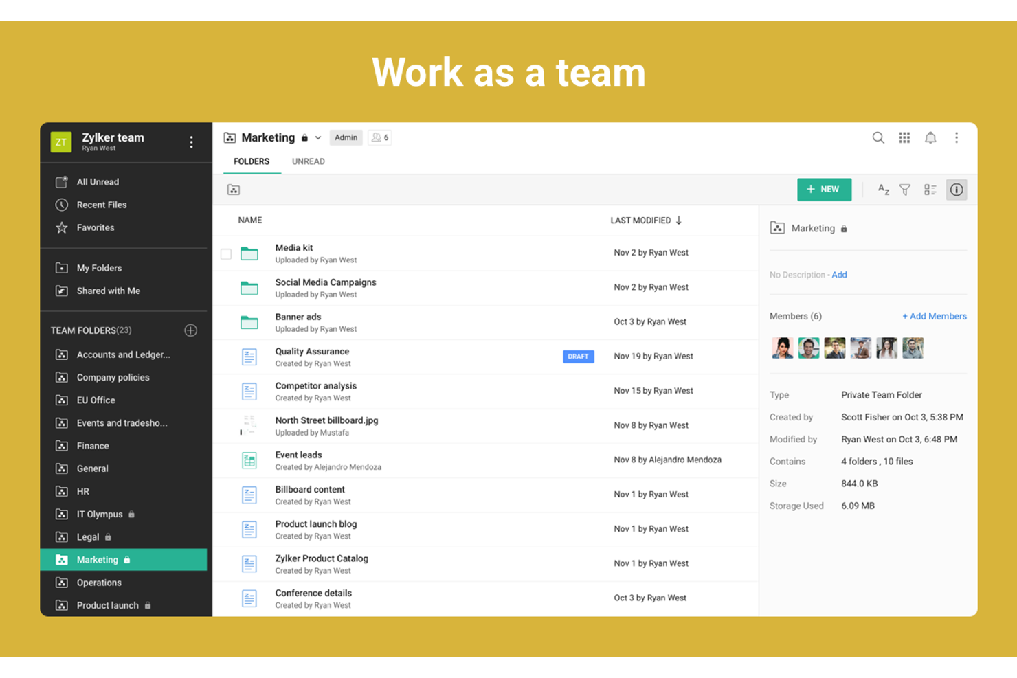 Zoho WorkDrive screenshot - 10 beste Quip-alternatieven geselecteerd voor 2026 voor teamsamenwerking en productiviteit