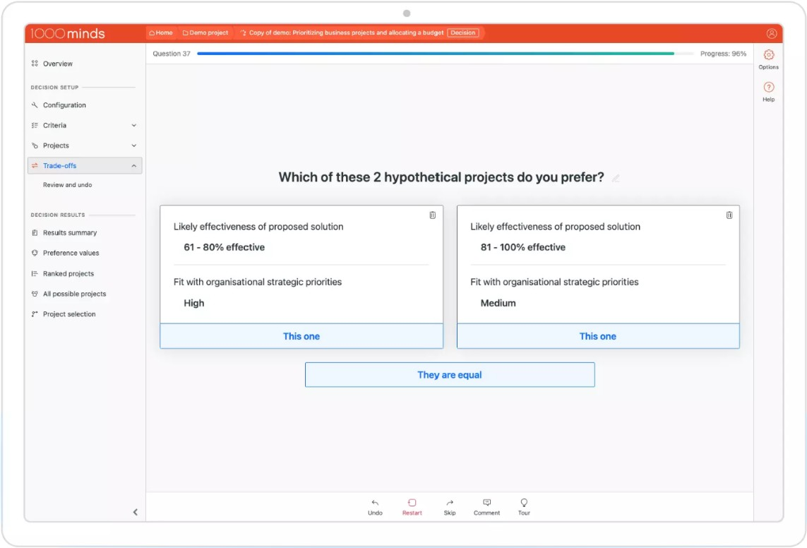 1000minds screenshot - 10 beste softwareoplossingen voor besluitbeheer voor 2026