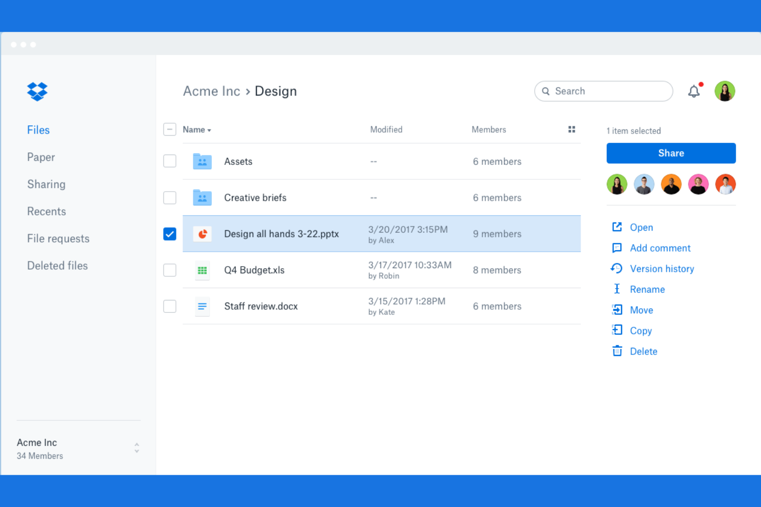 Dropbox screenshot - 10 beste software voor persoonlijk documentbeheer voor 2026
