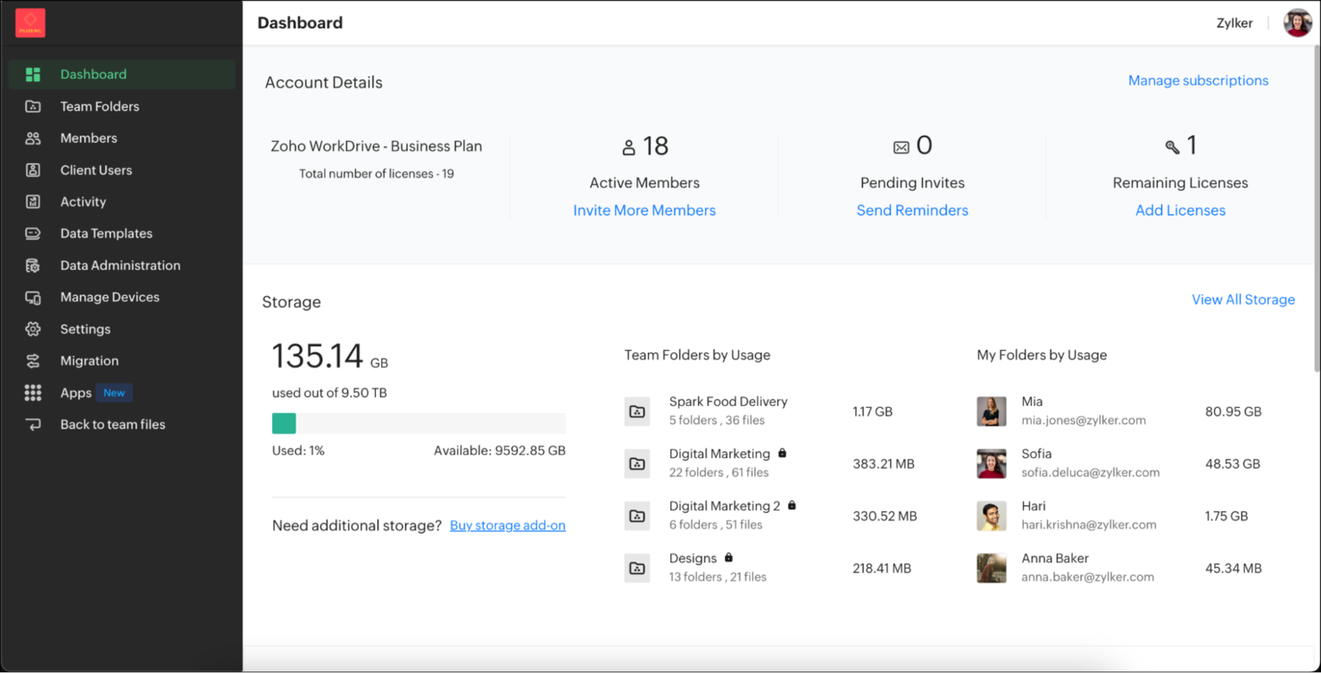Zoho WorkDrive screenshot - 10 Box-alternatieven geselecteerd voor 2026