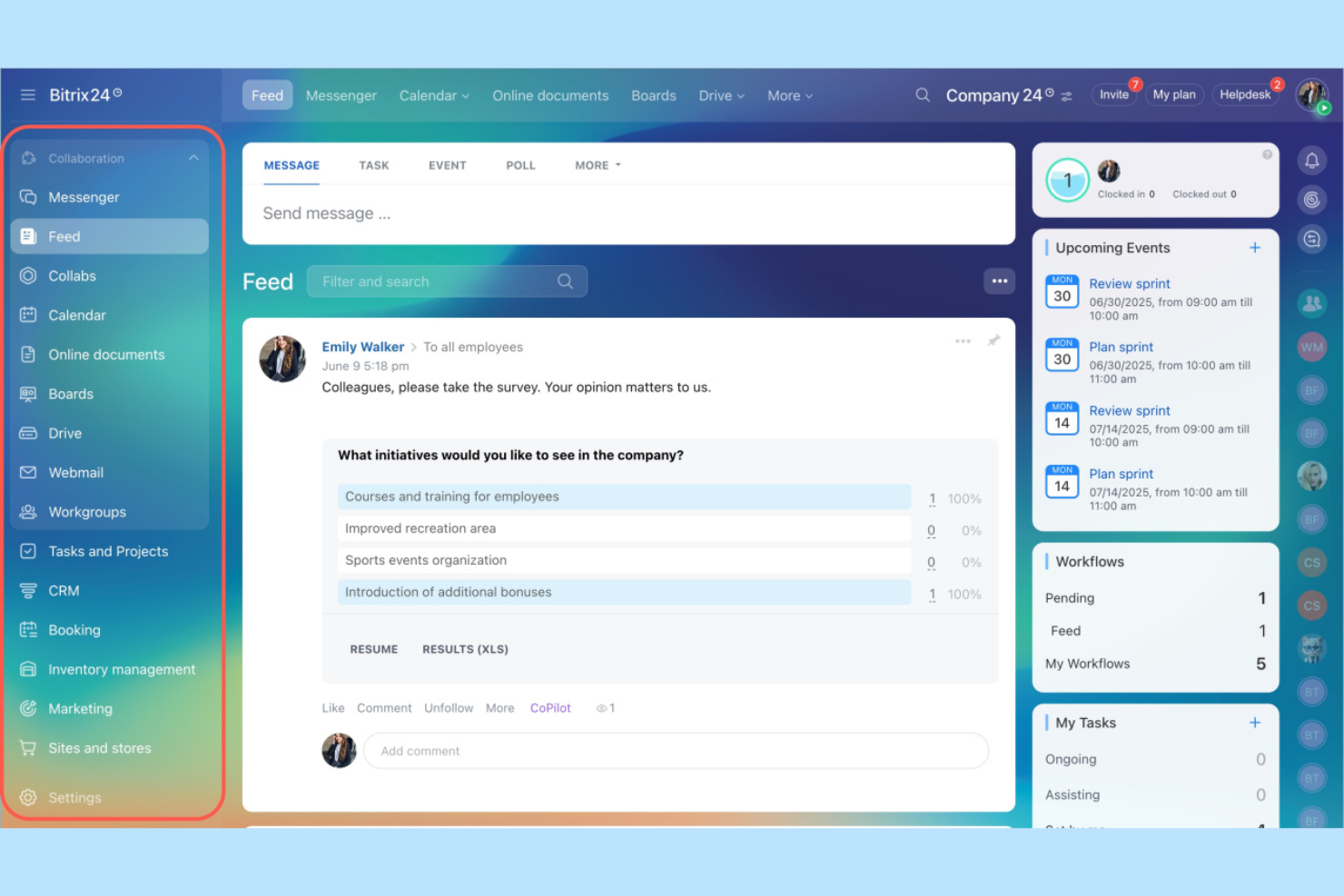 Bitrix24 screenshot - 10 Flock-alternatieven geselecteerd voor 2026