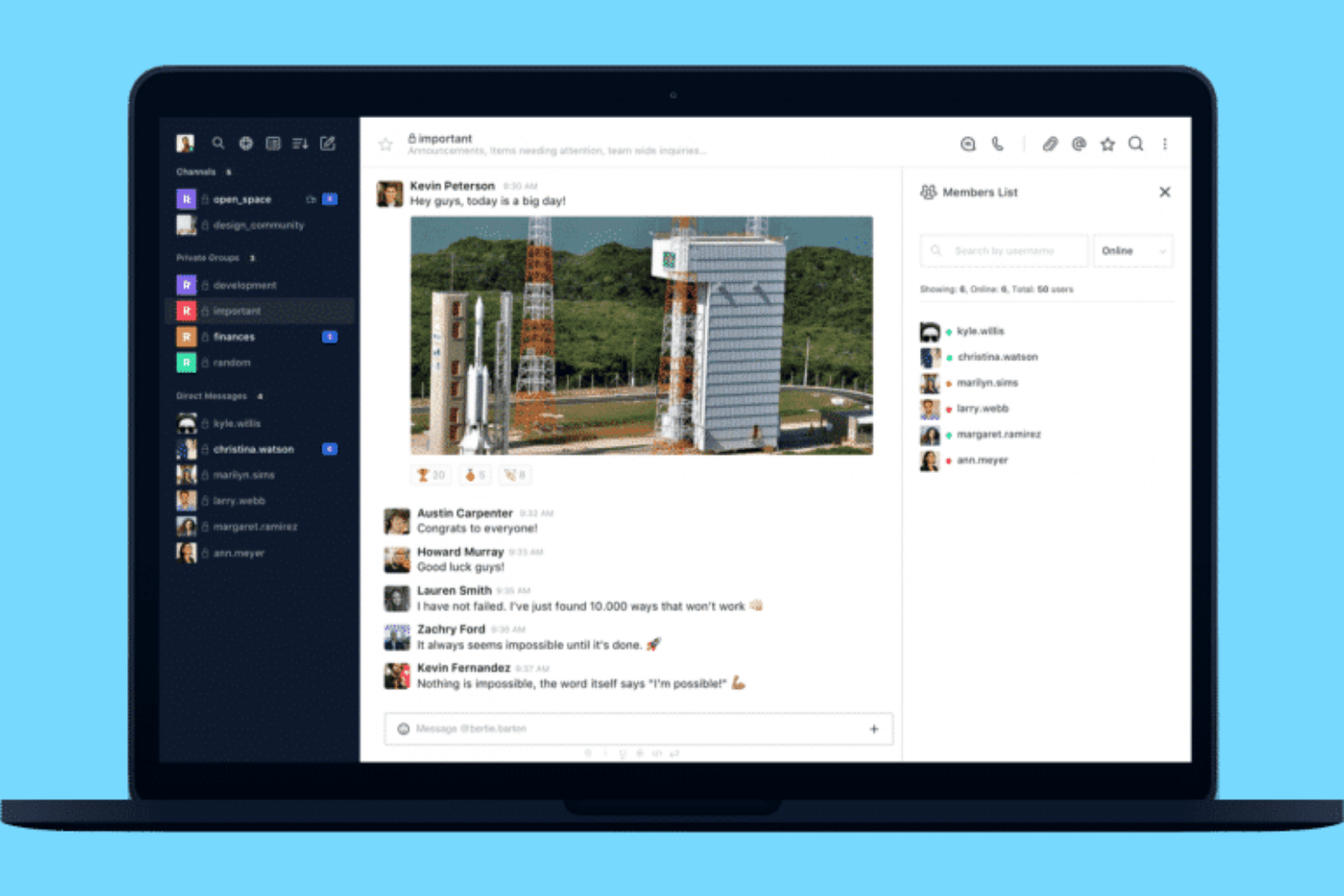 Rocket.Chat screenshot - 10 Flock-alternatieven geselecteerd voor 2026