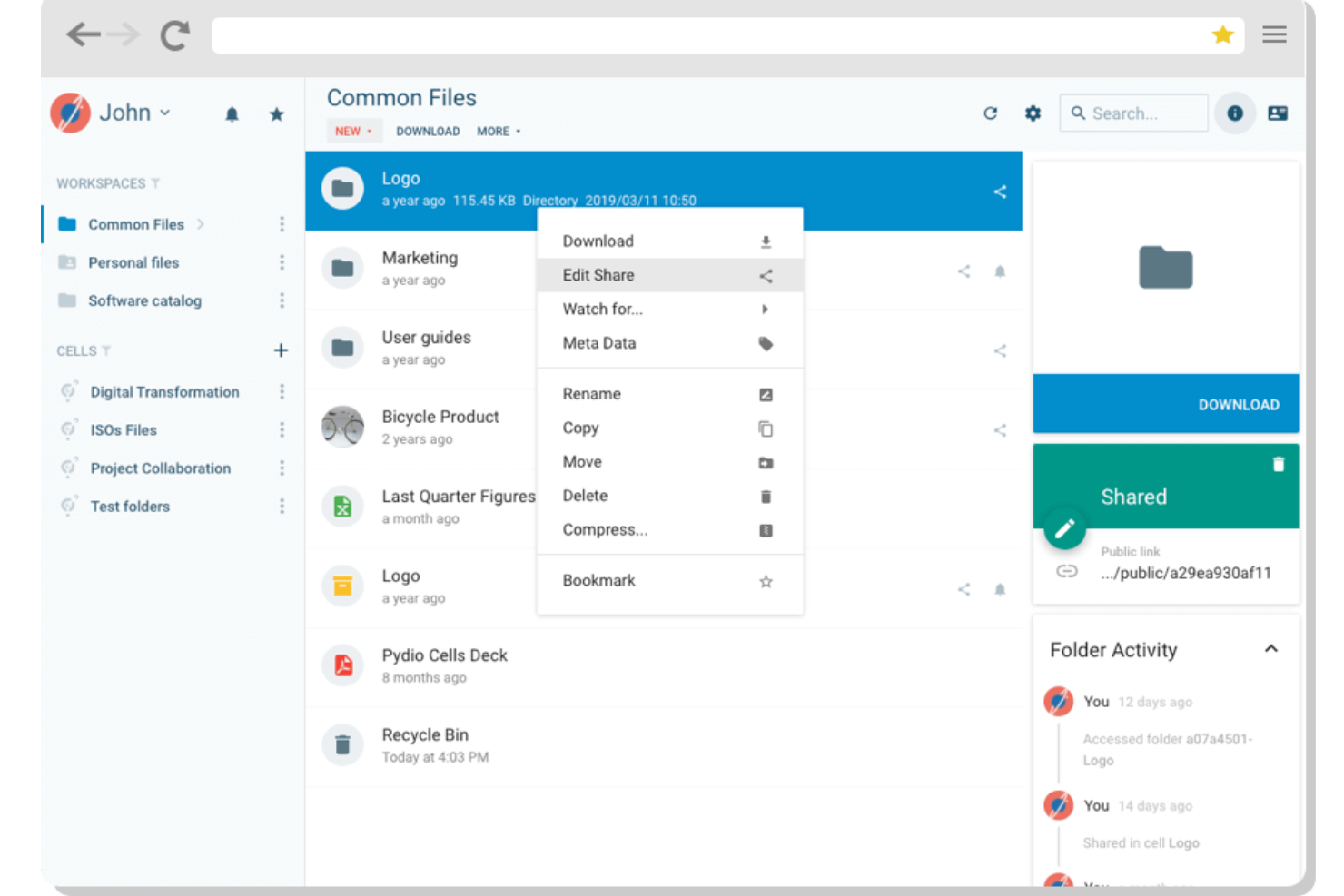 Pydio screenshot - 10 Nextcloud-alternatieven geselecteerd voor 2026 met topfuncties en gebruiksmogelijkheden