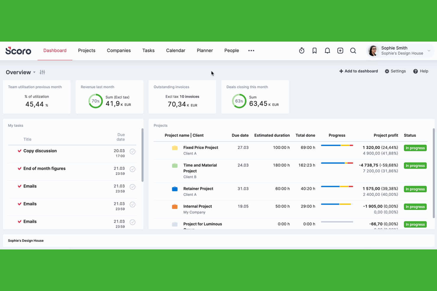 Scoro screenshot - 10 beste softwareoplossingen voor marketingbureaus beoordeeld in 2026