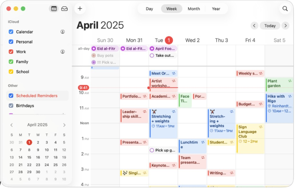 Apple Calendar screenshot - 10 beste agendasoftware beoordeeld in 2026