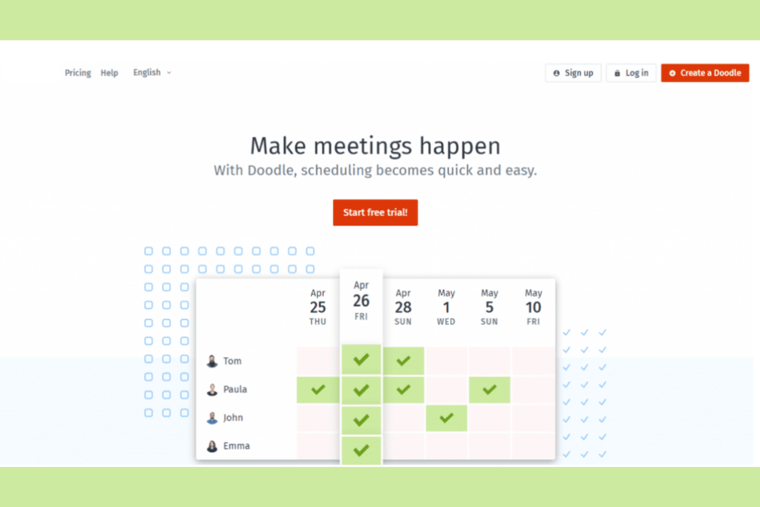 Doodle screenshot - 10 beste agendasoftware beoordeeld in 2026
