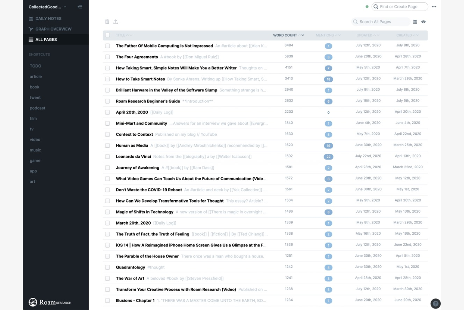 Roam screenshot - 10 beste OneNote-alternatieven beoordeeld in 2026