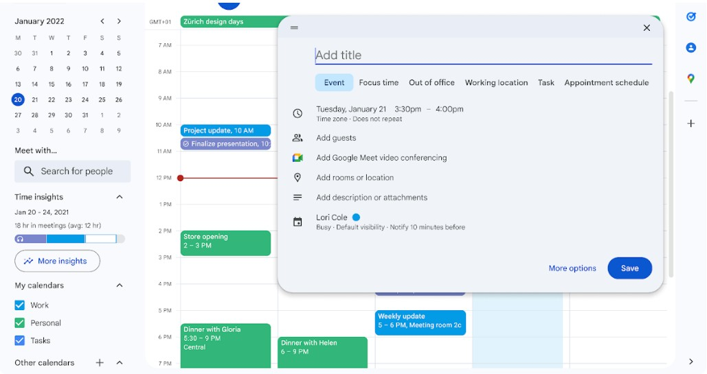 Google Calendar screenshot - 10 beste agendasoftware beoordeeld in 2026
