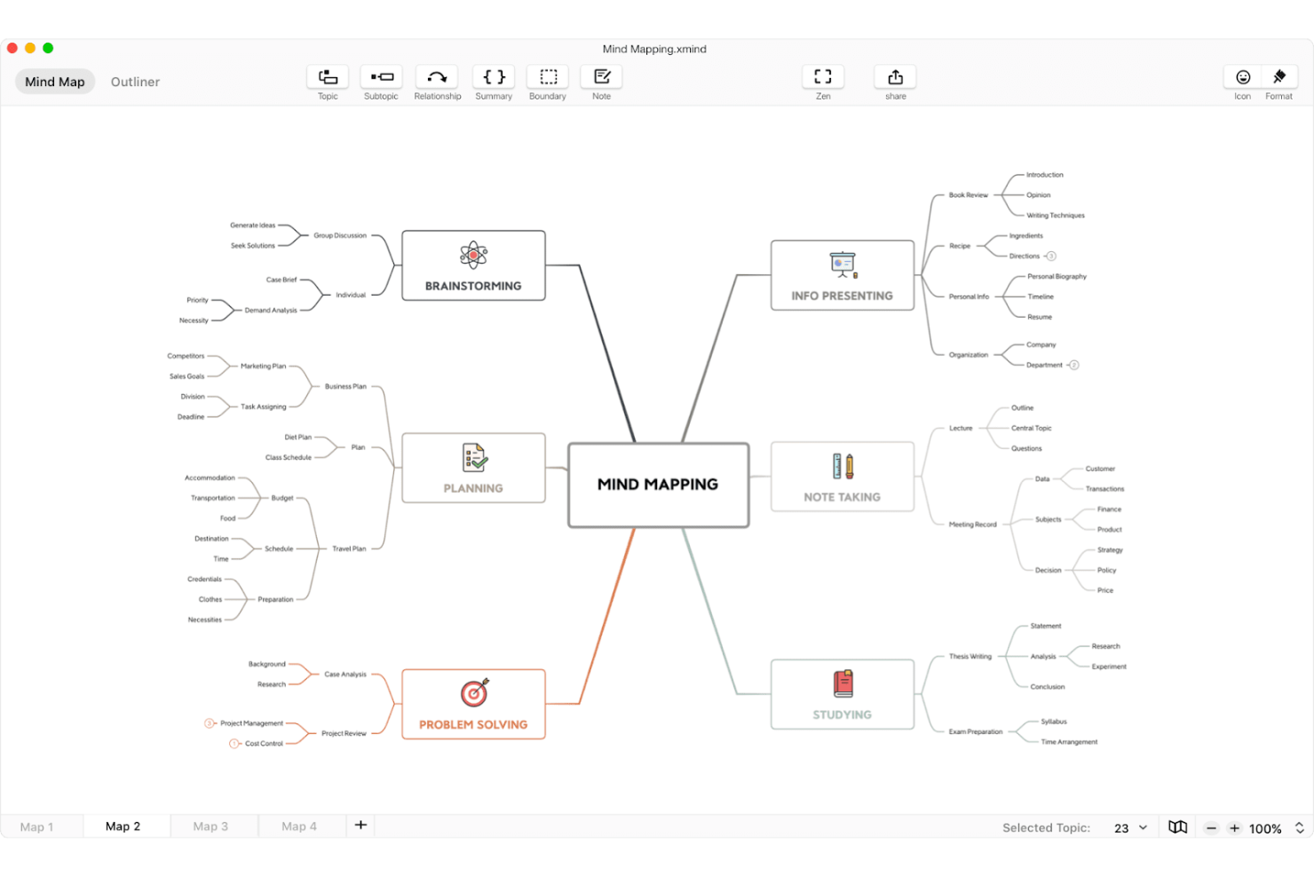 Xmind screenshot - 10 beste alternatieve tools voor Lucidchart voor diagrammen in 2026