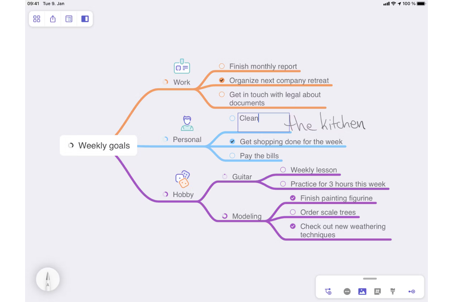 MindNode screenshot - 10 beste alternatieve tools voor MindMeister om te brainstormen in 2026