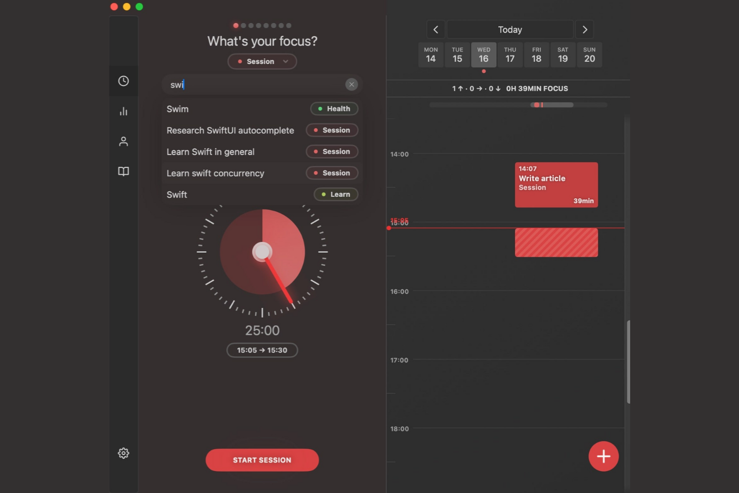 Session Pomodoro screenshot - 10 beste Pomodoro-timerapps beoordeeld in 2026