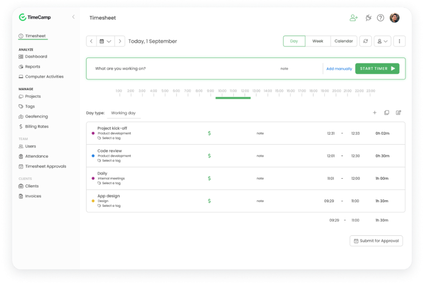 TimeCamp screenshot - 10 beste software voor tijdregistratie en facturatie beoordeeld in 2026