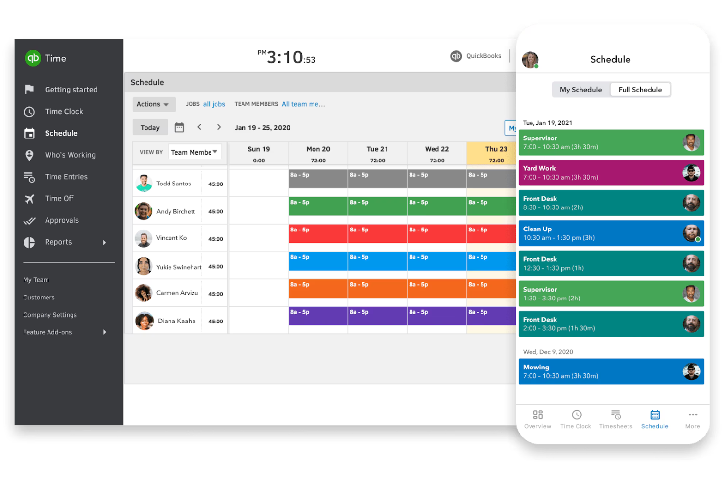 QuickBooks Time screenshot - 10 beste Time Doctor-alternatieven beoordeeld in 2026