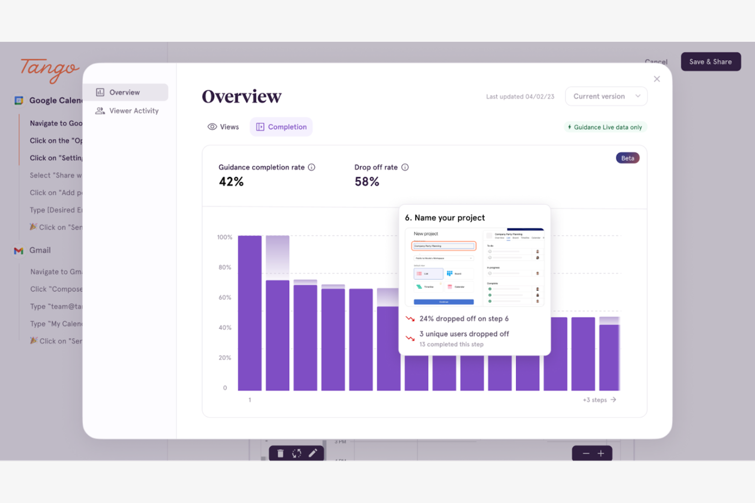 Tango screenshot - 10 beste software voor standaardwerkinstructies beoordeeld in 2026